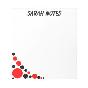 Modern Red & Black Dots Personalized Notepad