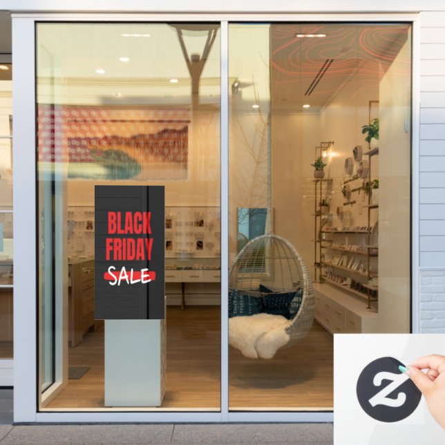 Modern Red Black Friday Sale Typography Store Sign (Store Window)