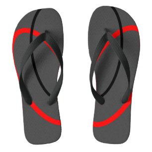 Modern Red Black Geometric Pattern Flip Flops