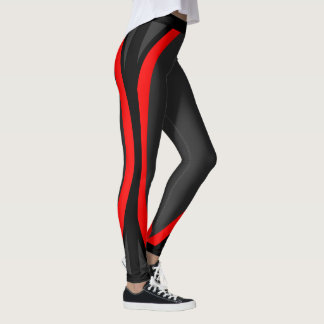 Modern Red Black Geometric Pattern Leggings