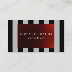 Modern Red Black Grey Stripes Professional Chic Business Card