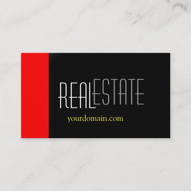 Modern Red Black Grey Yellow Business Card (Front)