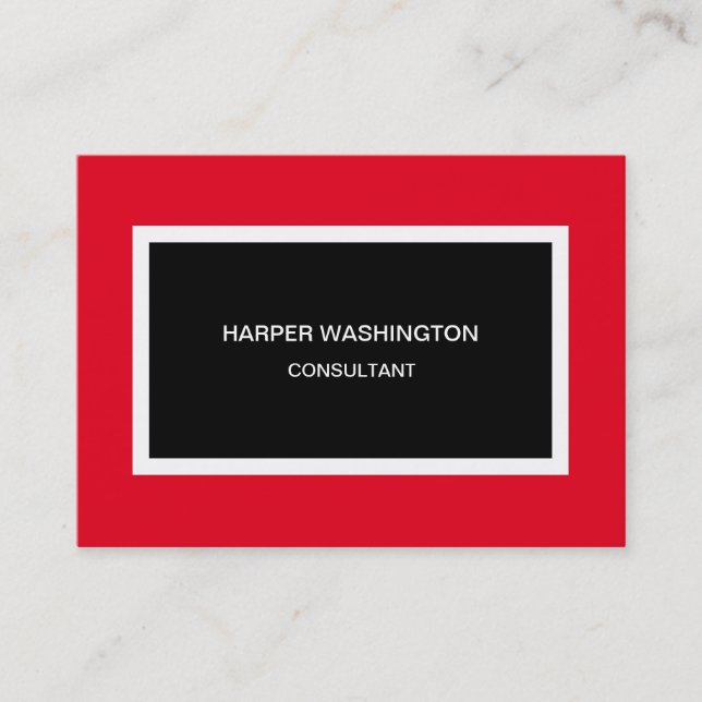 Modern Red Black Minimalist Professional Business Card (Front)