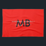 Modern red black monogram initials tea towel<br><div class="desc">Quality is not a coincidence. Good design can open all doors for you. A special,  aesthetic,  simple,  minimalist approach works very well in a design.</div>