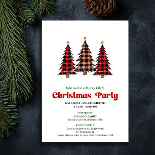 Modern Red Black Plaid Festive Editable Invite