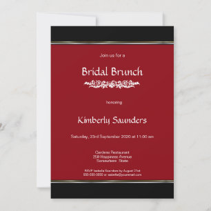 Modern Red Black White Bridal Brunch Bridal Shower Invitation