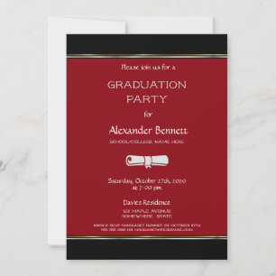 Modern Red Black White Graduation Party Invitation