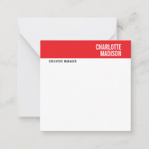 Modern Red Black White Trendy Minimalist Plain Card