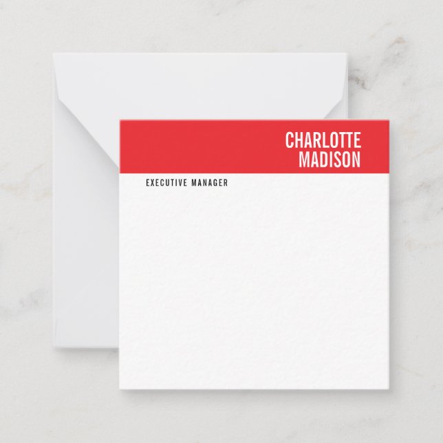 Modern Red Black White Trendy Minimalist Plain  Card (Front)