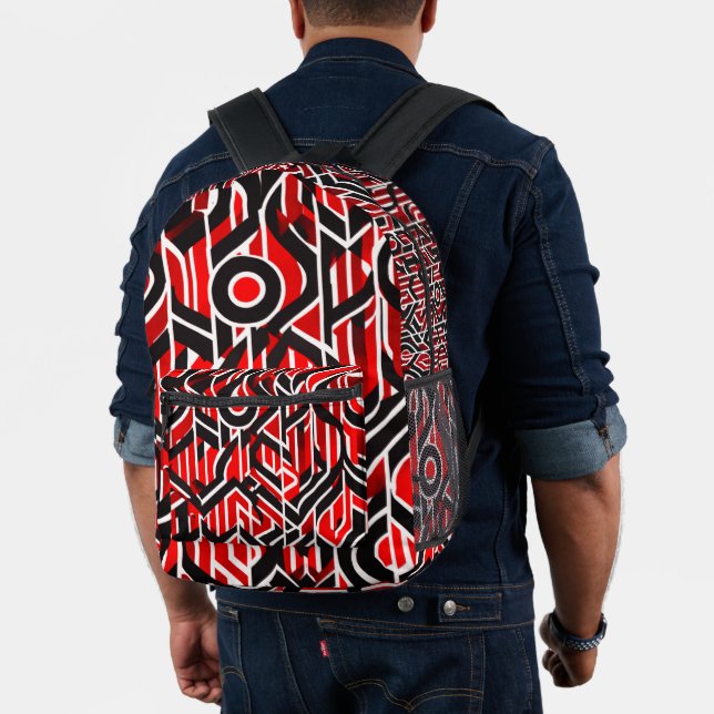 Modern Red & Black with Branding Stylish -  Printed Backpack (Insitu (Model))