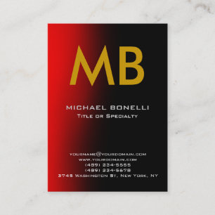 Modern red black yellow monogram business card