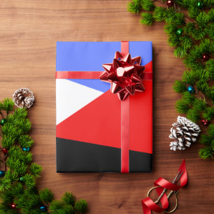 Modern Red & Blue & black & white colour block Wrapping Paper