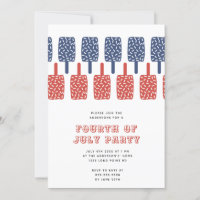 Modern Red & Blue Popsicles 4th of July Party