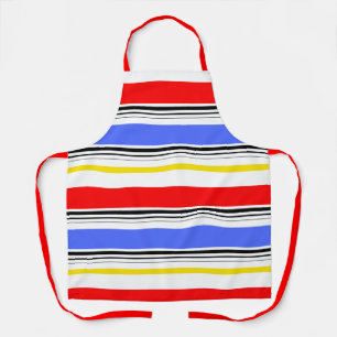 Modern Red Blue White Stripes Apron