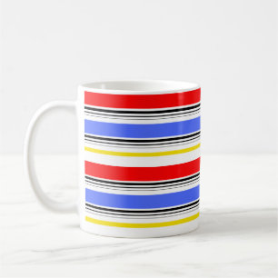 Modern Red Blue White Stripes Coffee Mug