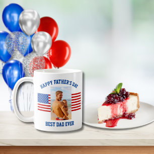 Modern Red Blue White US Flag Best Dad Ever Coffee Mug