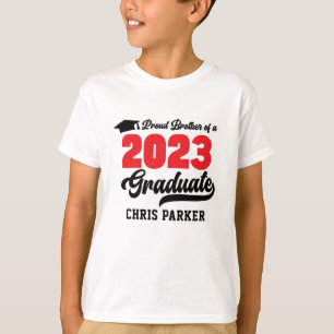 Modern Red Bold Proud Brother of a 2023 Graduate T-Shirt