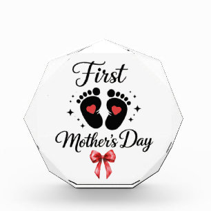 Modern Red Bow 1st Mother's Day Typography Photo Block