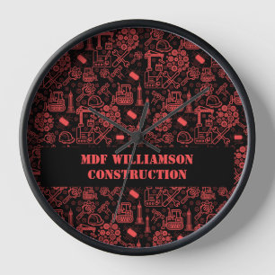 modern red brick Architectural Blueprint Engineer Clock