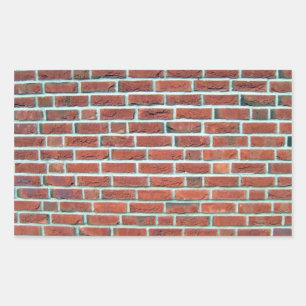 Modern Red Brick Wall And White Line Texture Rectangular Sticker