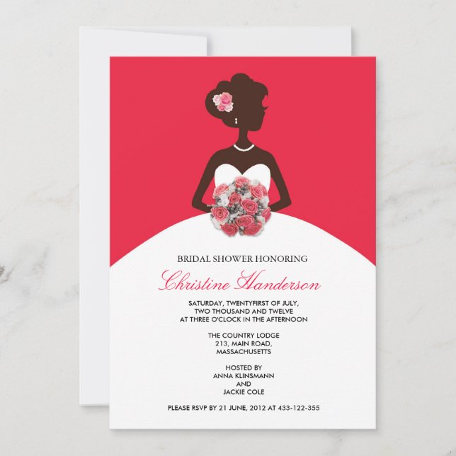 Modern Red Bridal Shower Invitation (Front)