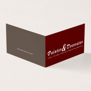 Modern Red & Brown Painter & Decorator Photo Business Card