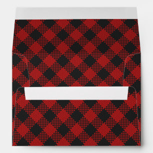Modern Red Buffalo Plaid Envelope