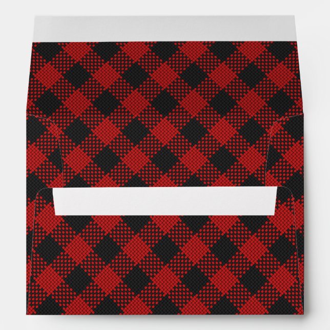 Modern Red Buffalo Plaid Envelope (Back (Bottom))