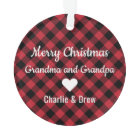 Modern Red Buffalo Plaid Holiday Photo Keepsake