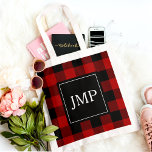 Modern Red Buffalo Plaid | Personal Initial  Tote Bag<br><div class="desc">Elevate your style with our Modern Red Buffalo Plaid Personal Initial product,  exclusively available on Zazzle! Whether you're looking to add a touch of rustic charm to your wardrobe or searching for the perfect personalised gift,  this product is designed just for you.</div>