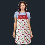 Modern Red Cherry Pattern Baking Apron<br><div class="desc">An elegant personalised cherry pattern baking apron. Personalise it with your name. Makes a cute gift for a friend. Great for birthdays, Valentines Day, etc. Designed for you by Blackberry Boulevard.</div>