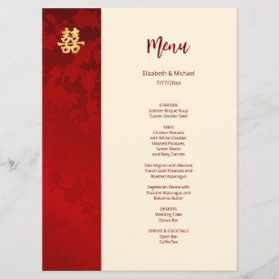 Modern Red Chinese Wedding  Menu