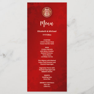 Modern Red Chinese Wedding  Menu