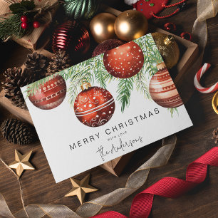 Modern Red Christmas Bauble Invitation