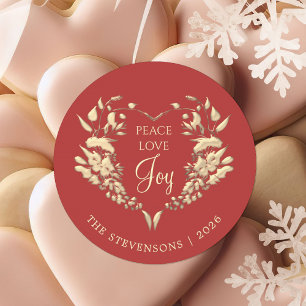 Modern Red Christmas Classic Round Sticker