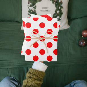 Modern Red Christmas Dots And Stripes Wrapping Pap Paper Sheet