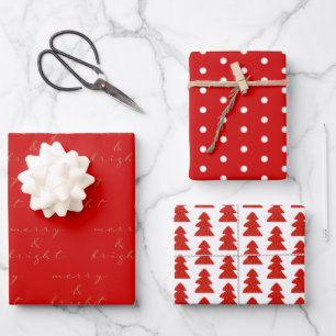 Modern Red Christmas Gift Wrapping Paper