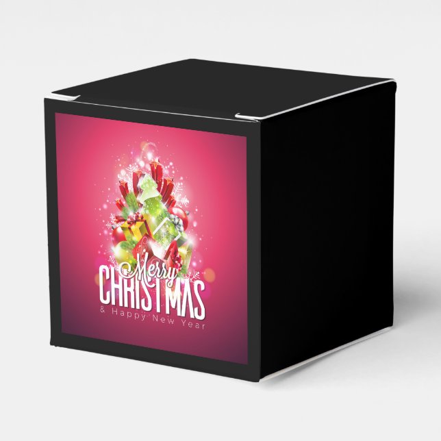 Modern Red Christmas Graphic Design Illustration Favour Box (Front Side)