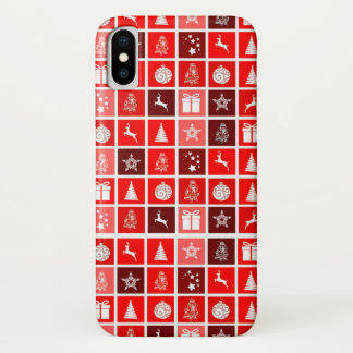 Modern Red Christmas Grid Pattern Minimalist  iPhone X Case