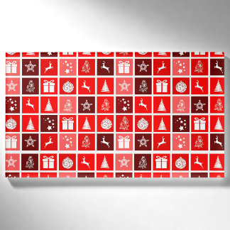 Modern Red Christmas Grid Pattern Minimalist  Name Tag