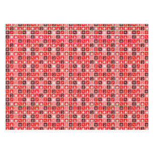 Modern Red Christmas Grid Pattern Minimalist  Tablecloth