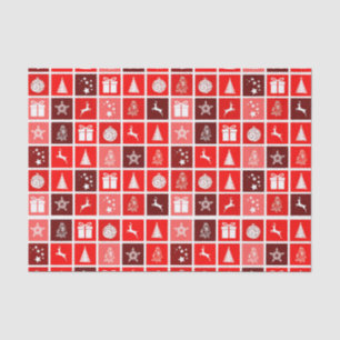Modern Red Christmas Grid Pattern Minimalist  Tissue Paper