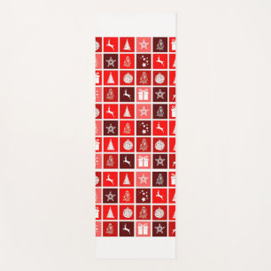 Modern Red Christmas Grid Pattern Minimalist Yoga Mat