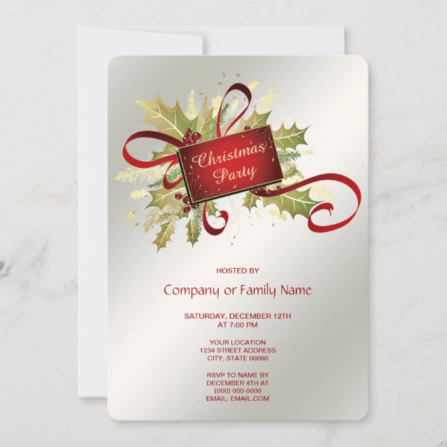 Modern Red Christmas Holiday Party Invitation (Front)