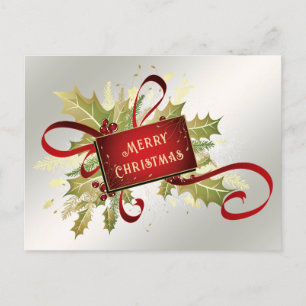 Modern Red Christmas Holiday Postcard