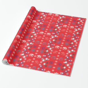 Modern Red Christmas Holiday snowflake pattern Wrapping Paper