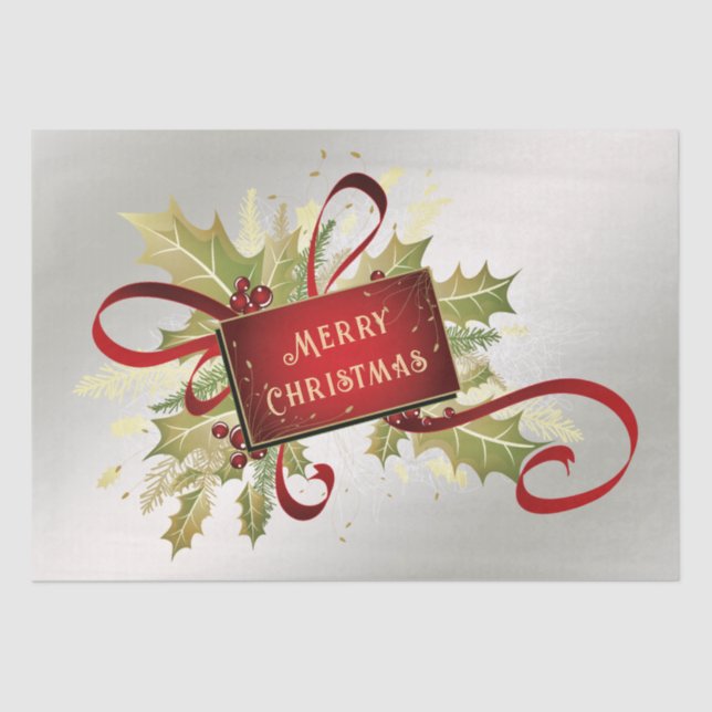 Modern Red Christmas Holiday Tissue Paper (Front)