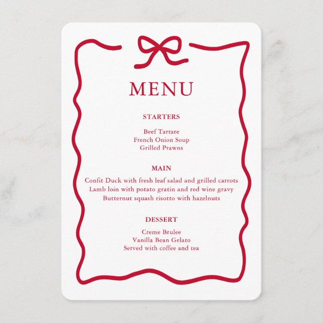 Modern Red Christmas Menu (Front)