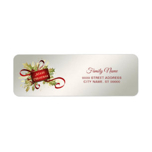 Modern Red Christmas Return Address Lab