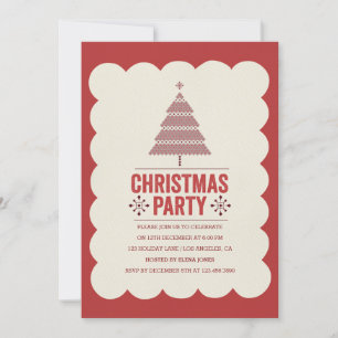 Modern Red Christmas Tree party invitation